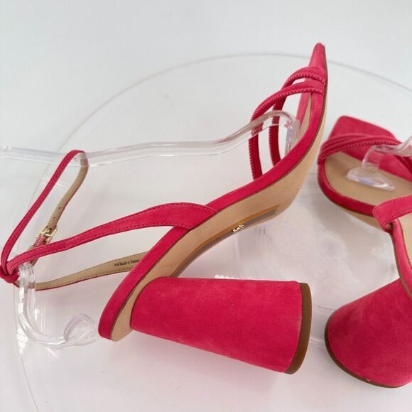 Sam Edelman Womens Kia Sandals Block Heel Strappy Pink Suede Square Toe Size 10 - Picture 9 of 16
